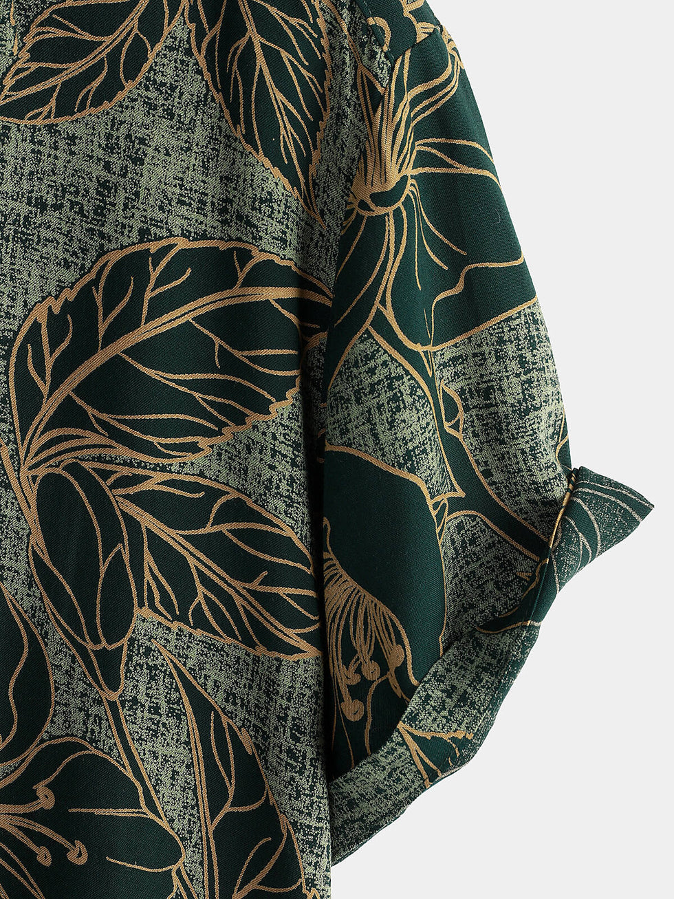 Grass Green Turn-down Collar Print Summer Shirt Half Sleeve main image 0