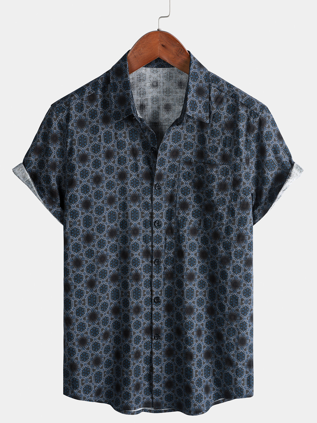Men’s Weekend Everyday Outdoor Travel Daily Home Abstract Pattern Cotton Casual Short Sleeve Shirt