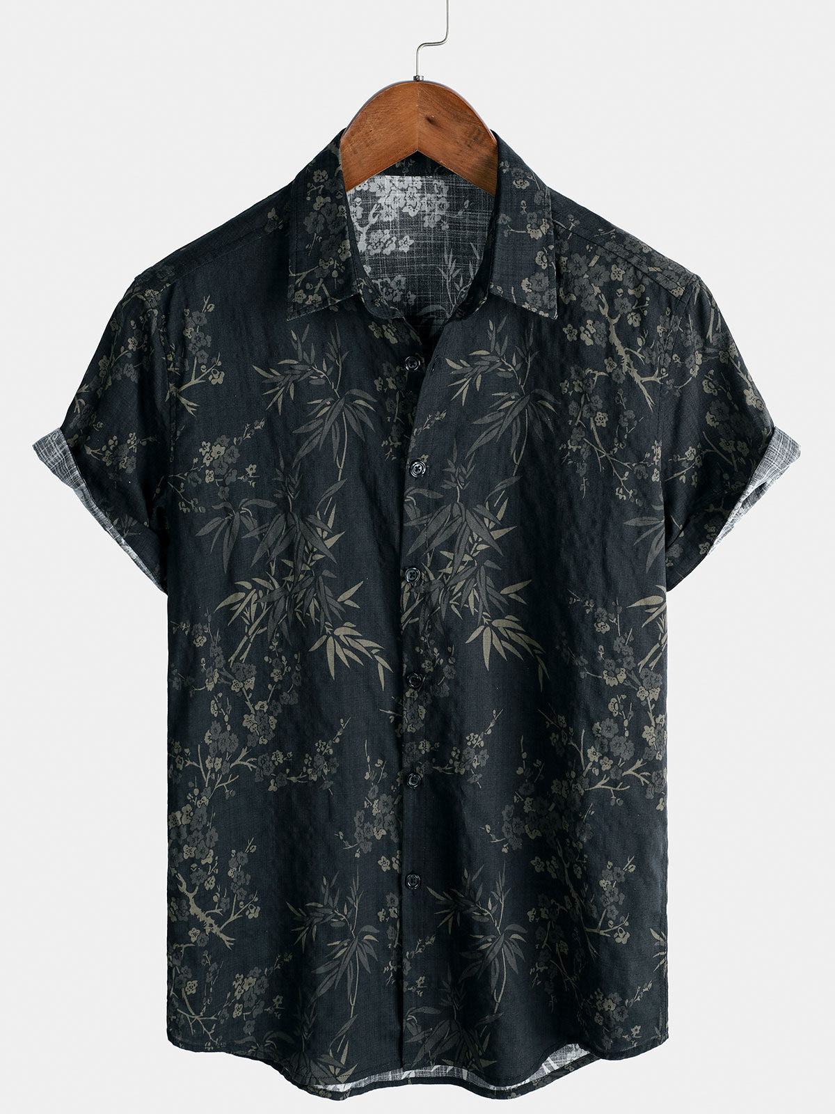 Men's Casual Elegant Blossom Print Retro Short Sleeve Shirt