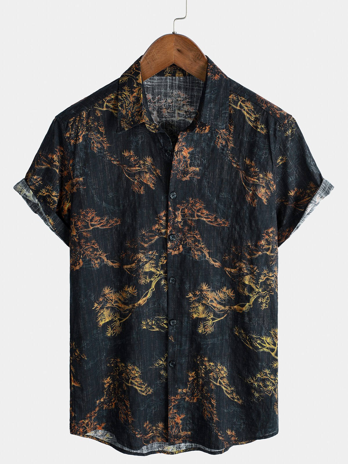 Men's Retro Print Breathable Casual Short Sleeve Shirt