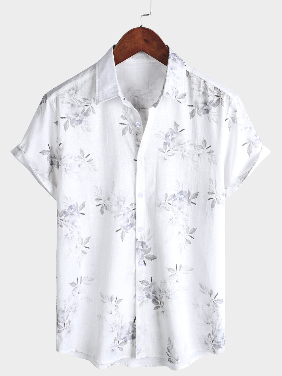 Mens Mustard Button-Up Short Sleeve Shirt – Vintage Pattern Casual Summer Shirt for Men main image 1