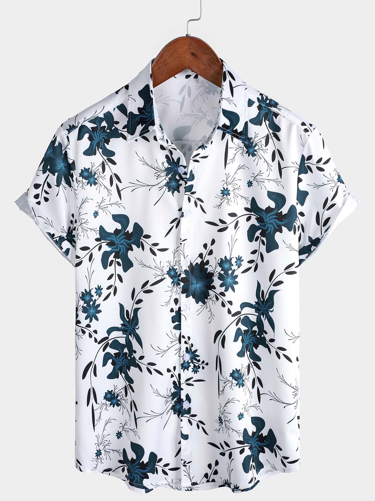 Men's Summer Short Sleeve Floral Print Casual Shirt