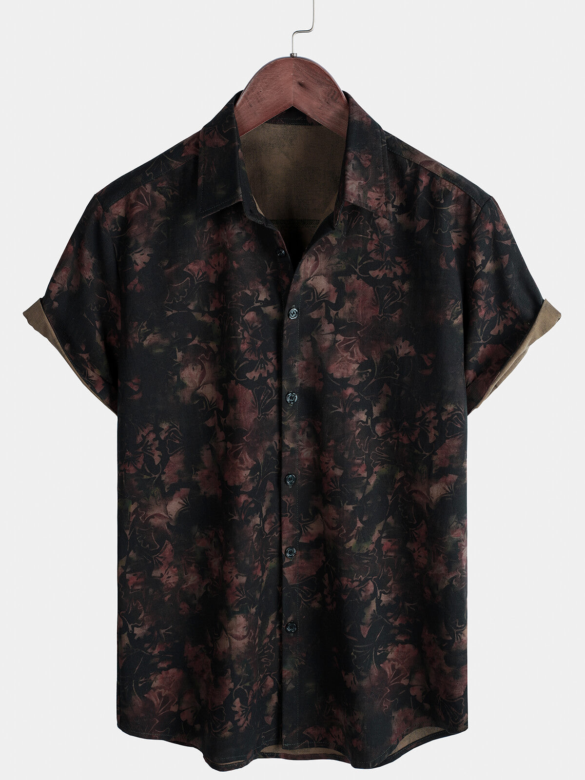 Men's Summer Breathable Short Sleeve Retro Floral Print Casual Shirt