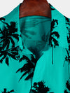 Men's 100% Cotton Palm Tree Print Summer Beach Hawaiian Short Sleeve Shirt
