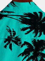 Men's 100% Cotton Palm Tree Print Summer Beach Hawaiian Short Sleeve Shirt