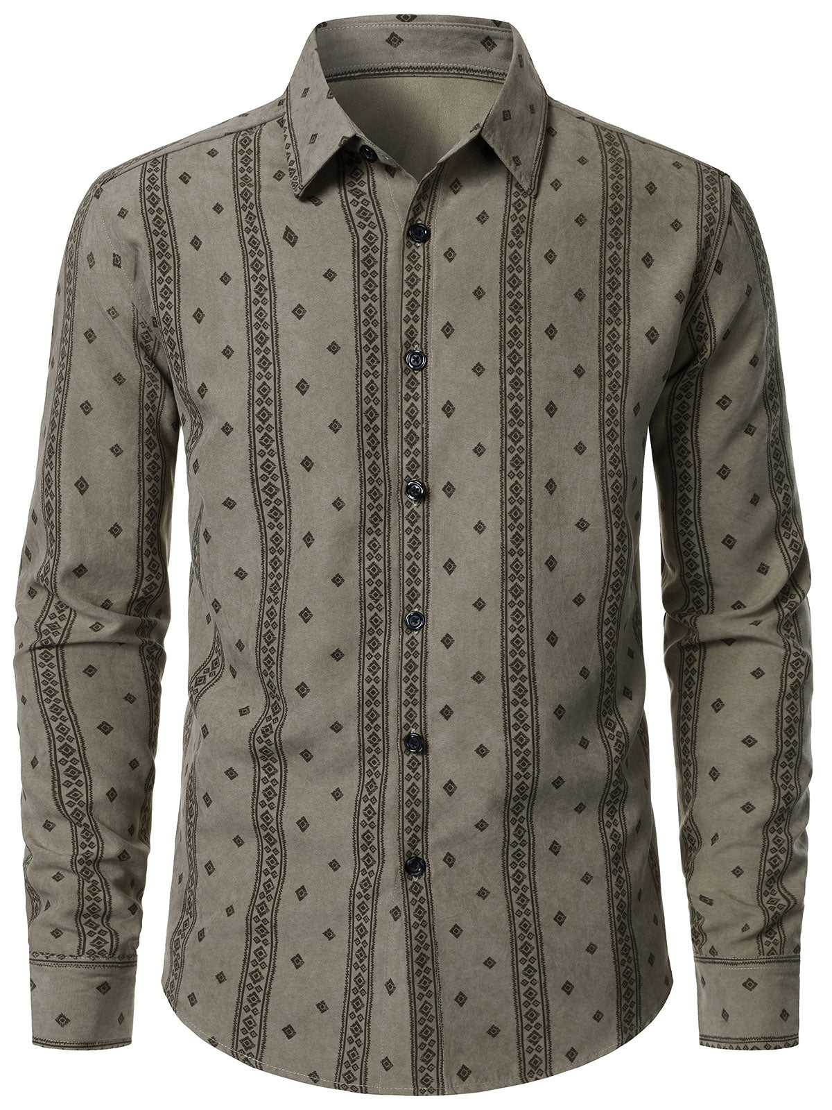 Men's Retro Striped Print Button Up Long Sleeve Shirt