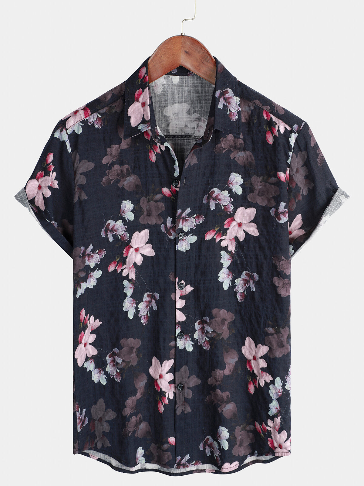 Men's Floral Holiday Hawaiian Short Sleeve Beach Button Up Summer Shirt