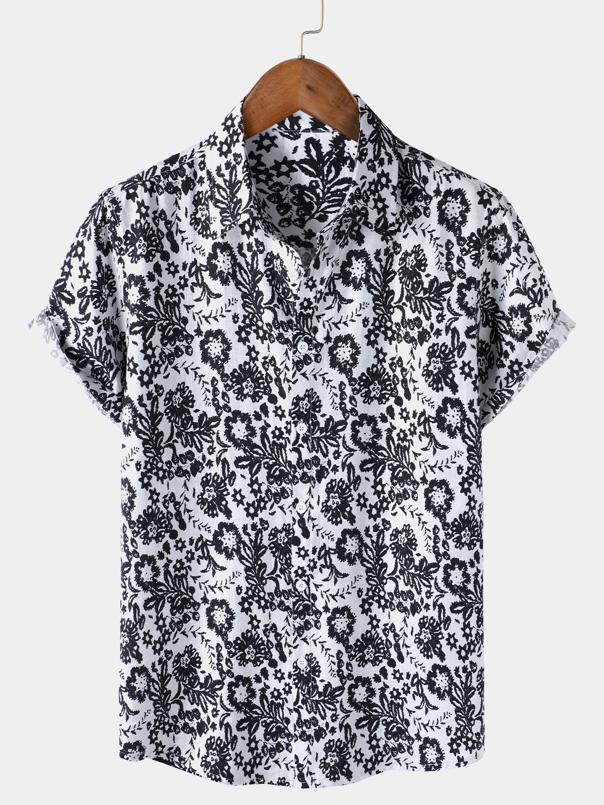 Men's Floral Print Casual Short Sleeve Shirt