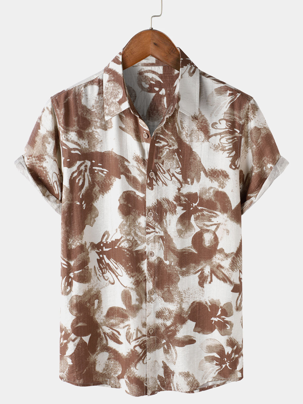 Men's Abstract Floral Camp Button Up Short Sleeve Shirt