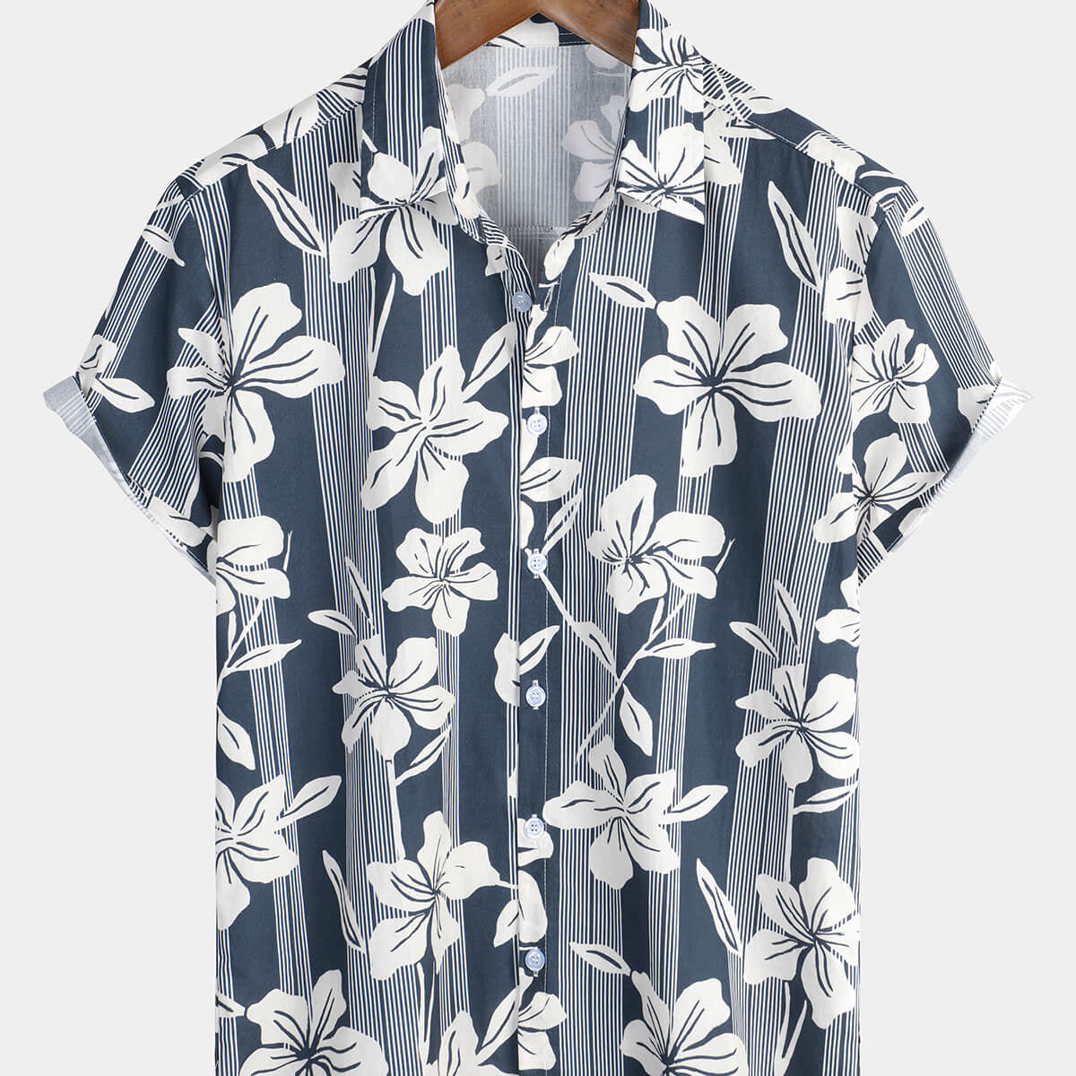 Men's Cotton Beach Floral Hawaiian Aloha Tropical Summer Shirt