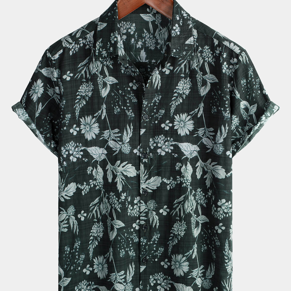 Men's Tropical Floral Summer Beach Button Up Short Sleeve Shirt