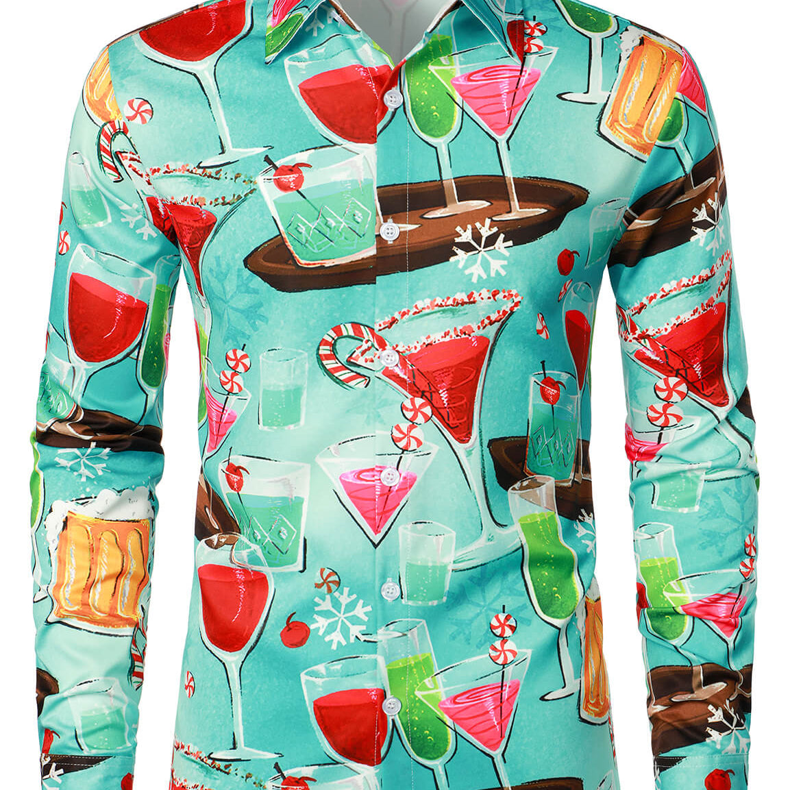 Men's Party Funny Christmas Cocktails New Year Eve Long Sleeve Shirt