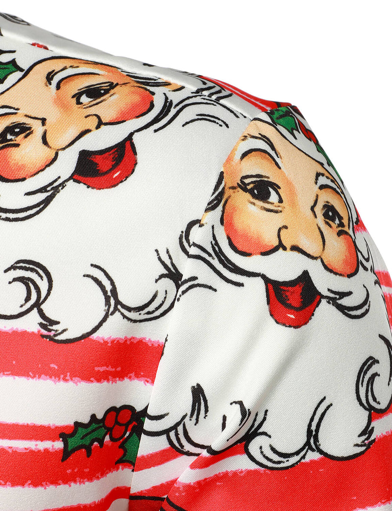 SSLR Men's Christmas Shirt - Santa Claus Pattern Button Down Long Sleeve, Ugly Sweater Party Top