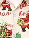 Men's Merry Christmas Holiday Cute Santa Claus Vintage Button Long Sleeve Shirt