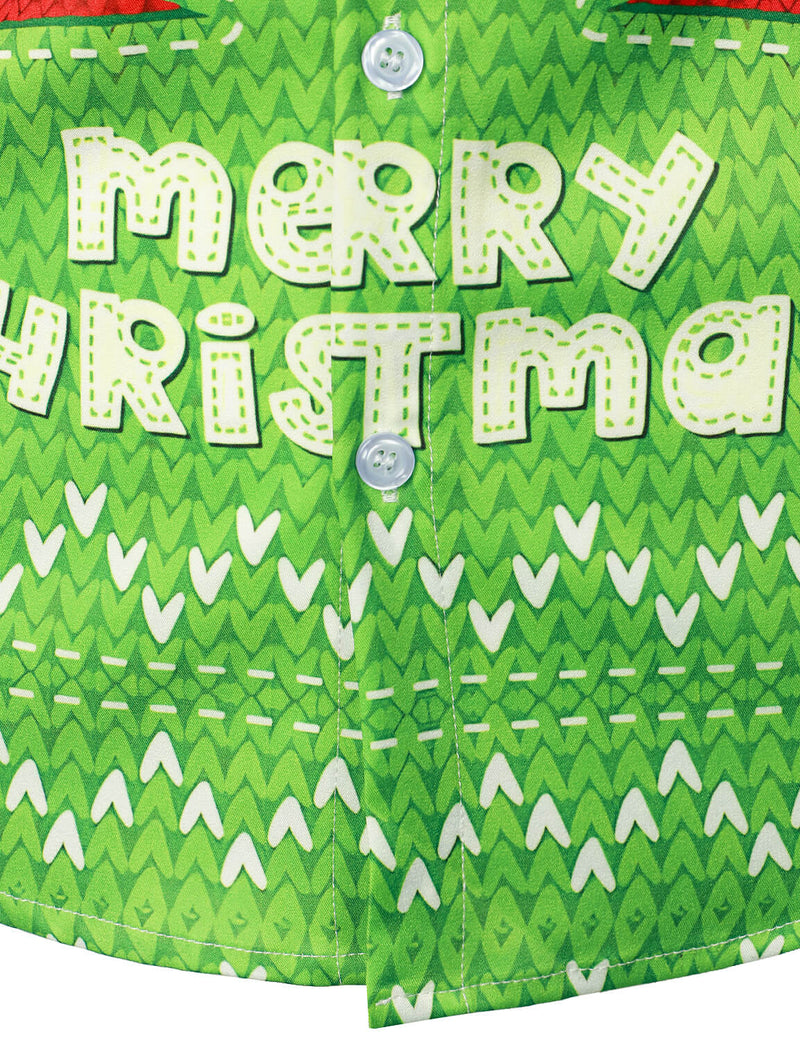Men's Merry Christmas Holiday Christmas Tree Xmas Costume Button Long Sleeve Shirt