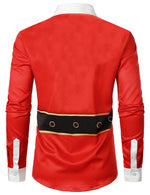 Men's Santa Claus Christmas Themed Top Red Funny Holiday Long Sleeve Shirt