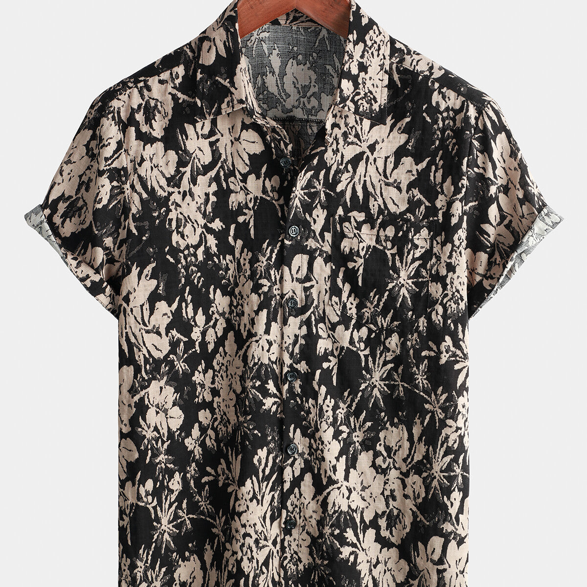 Men's Floral Vintage Pocket Short Sleeve Shirt