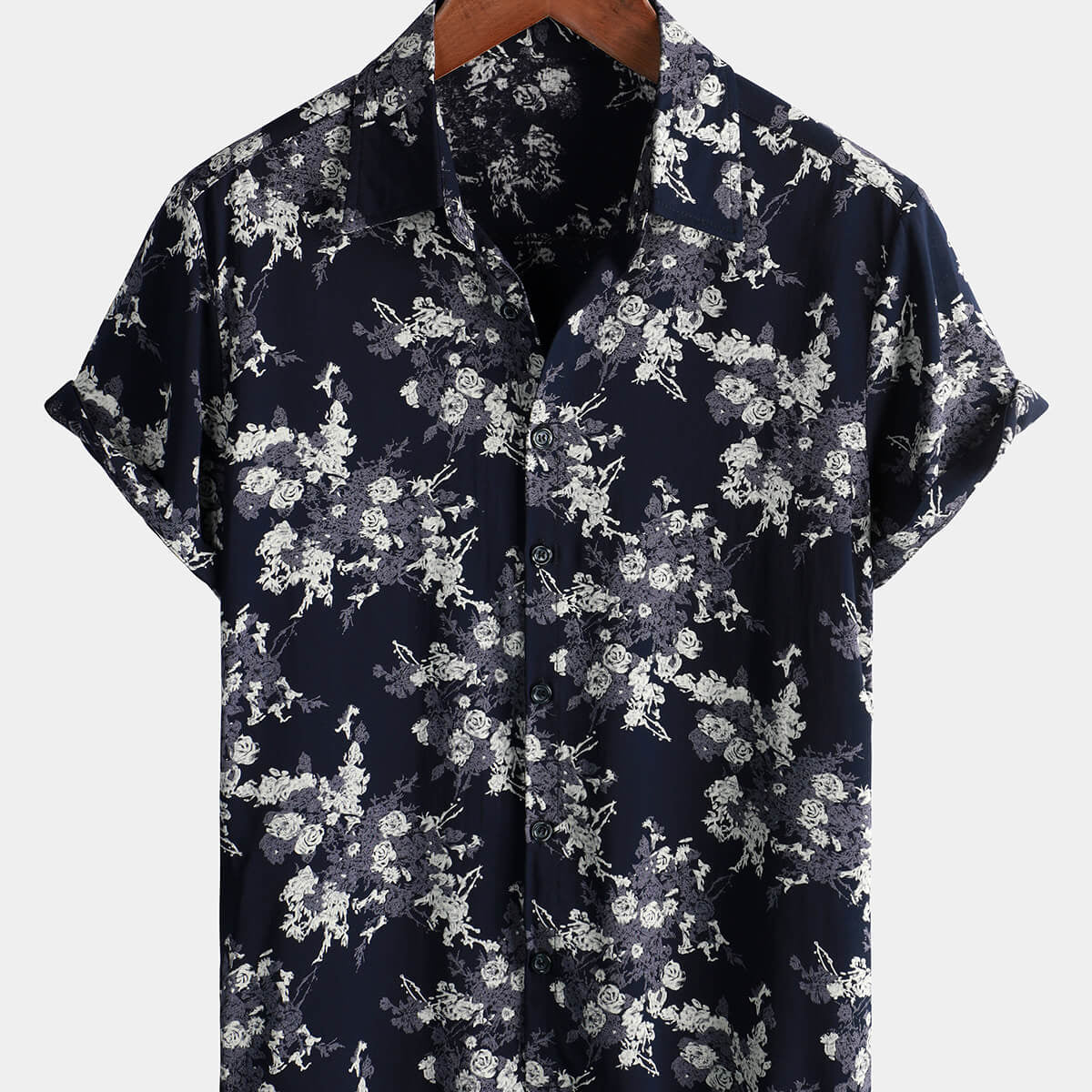 Men's Casual Floral Print Short Sleeve Button Hawaiian Shirt