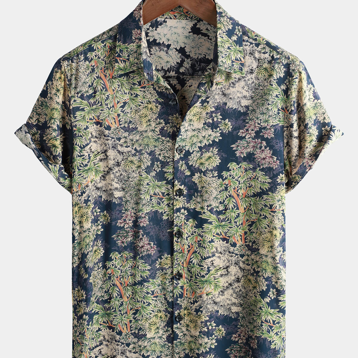 Men's Short Sleeve Holiday Button Beach Shirt