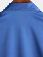 Men's Casual Blue Bamboo Print Hawaiian Button Up Summer Short Sleeve Shirt