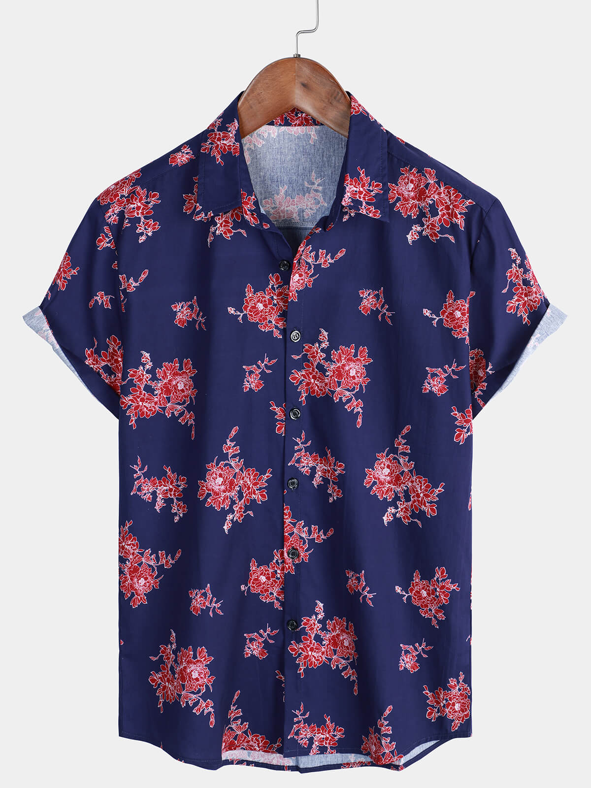 Men's Floral Hawaiian Flower Print Short Sleeve Shirt