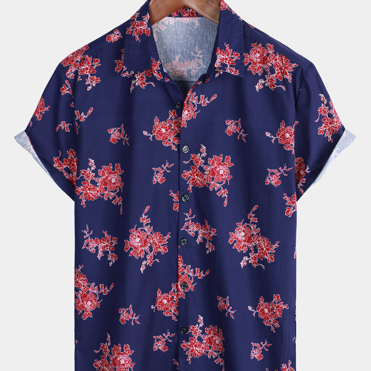 Men's Floral Hawaiian Flower Print Short Sleeve Shirt