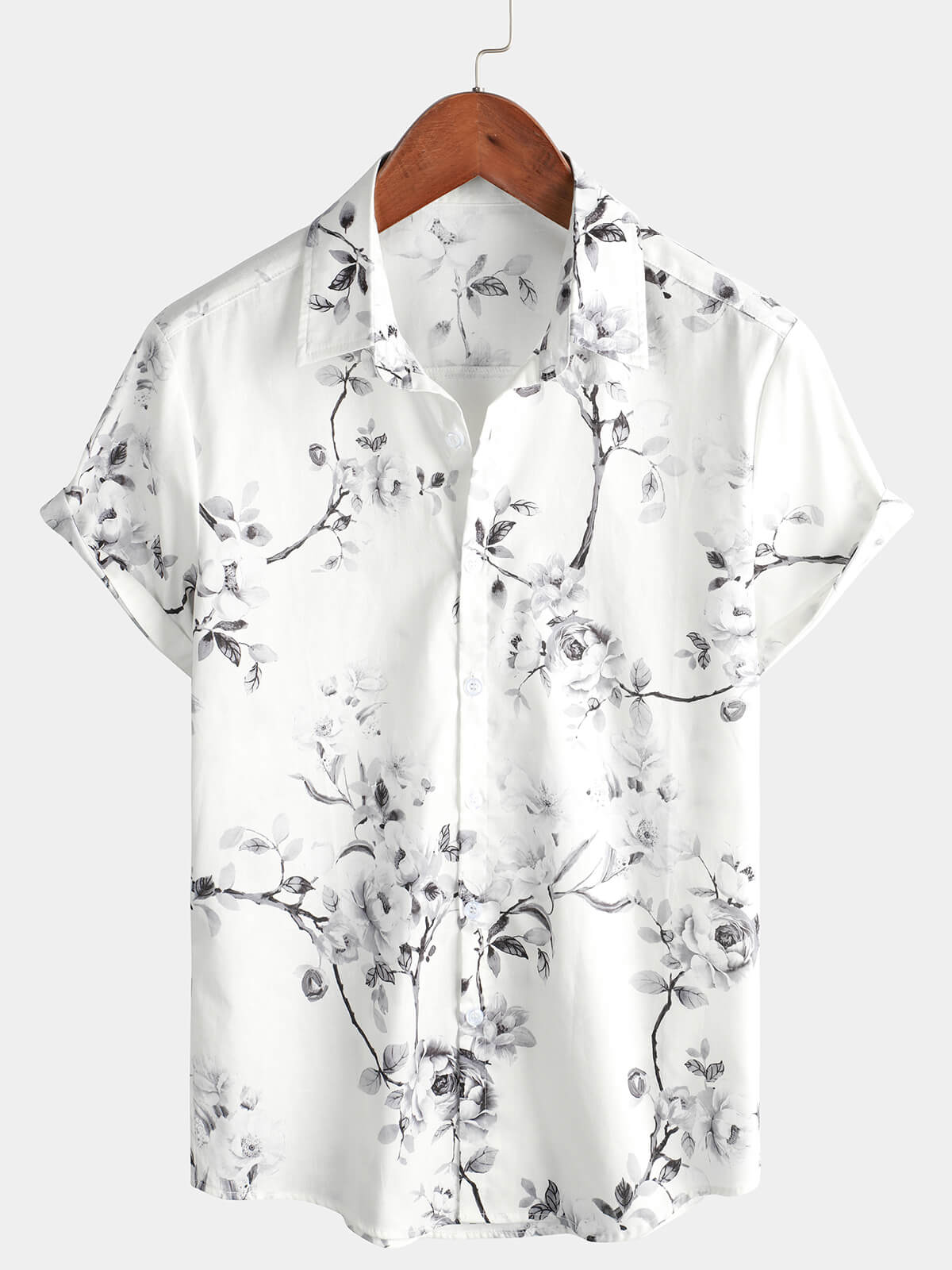 Men's Floral White Beach Hawaiian Shirt