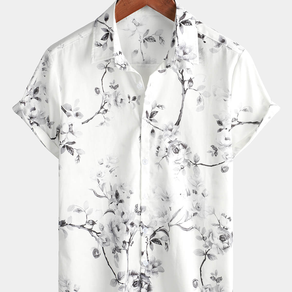 Men's Floral White Beach Hawaiian Shirt