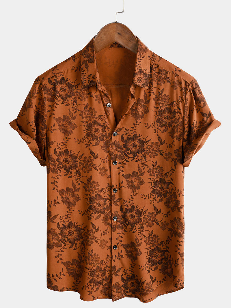 Bundle Of 3 | Men's Vintage Paisley Print 70s Button Up Retro Tribal Short Sleeve Shirt