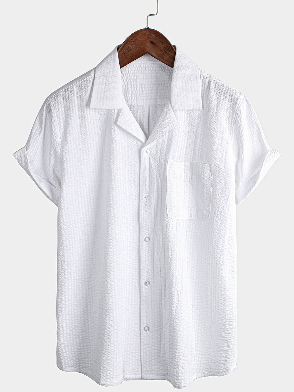 Men's Button Up Casual 100% Cotton Summer Pocket Short Sleeve Shirt