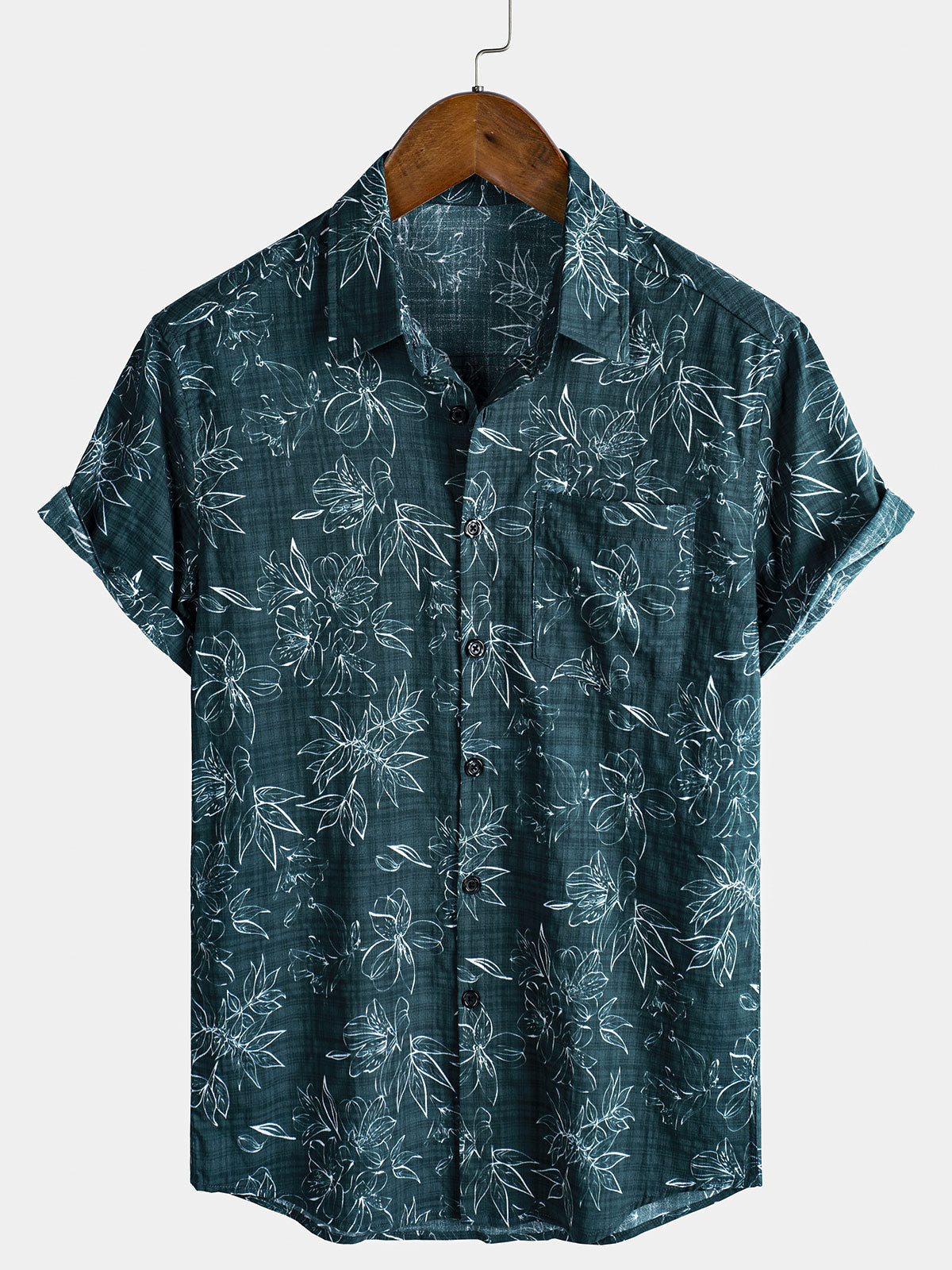 Men's Exotic Botanical Graphic Breathable Cotton Tropical Style Short Sleeve Resort Shirt