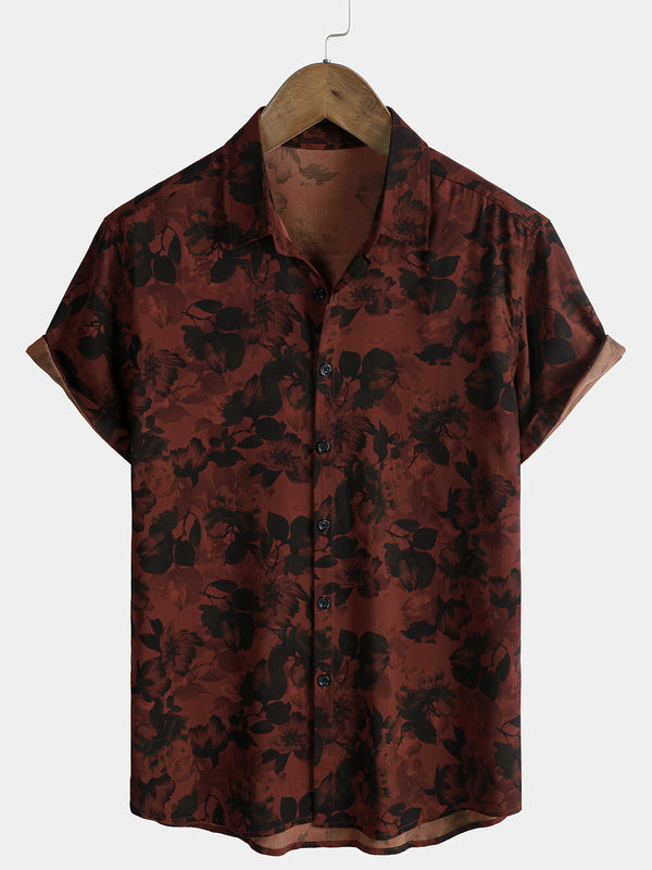 Men’s Vintage Casual Vacation Breathable Summer Beach Floral Short Sleeve Shirt