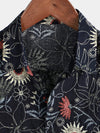 Men's Cotton Sunflower Floral Cruise Beach Summer Holiday Short Sleeve Hawaiian Button Up Shirt