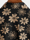 Men's Black VIntage Hawaiian Floral Cotton Holiday Button Up Daisy Short Sleeve Floral Shirt