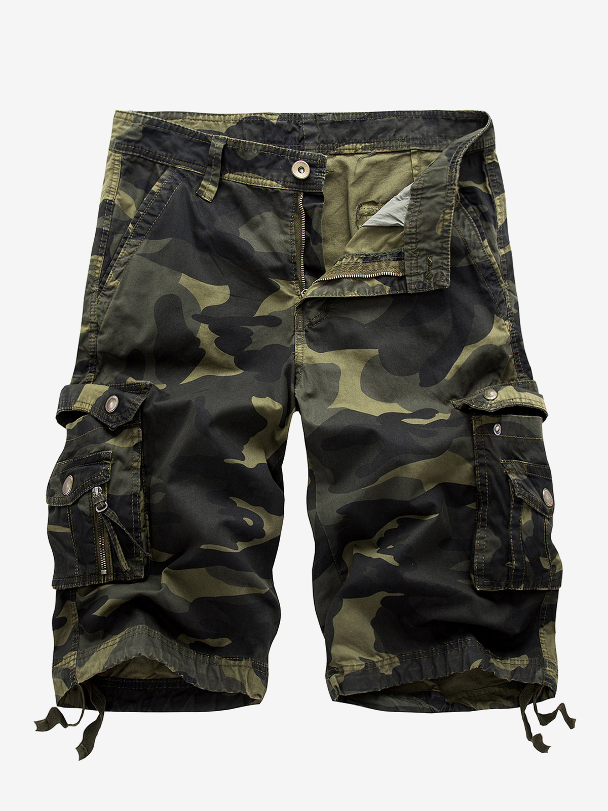 Men's Plus Size Solid Color Casual Cotton Camo Shorts