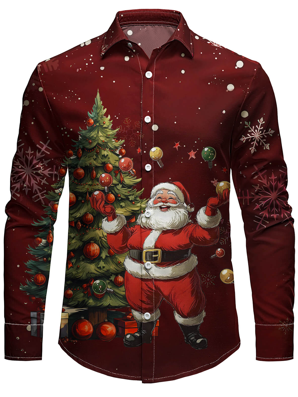 Men's Xmas Long Sleeve Christmas Tree Santa Shirt