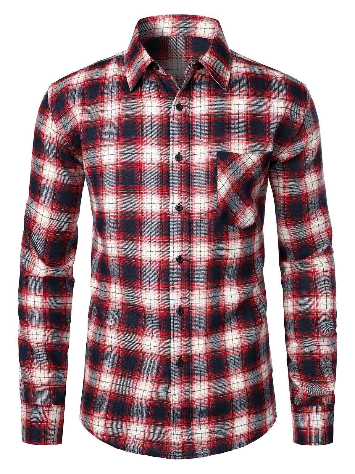 Men's Cotton Long Sleeve Plaid Shirt