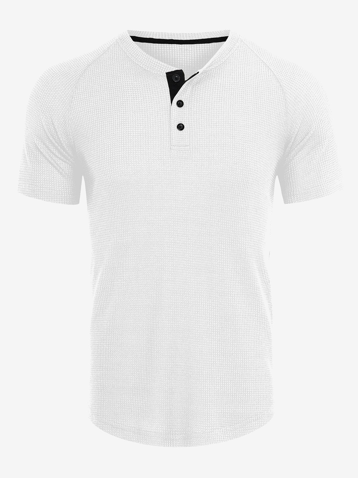 Men's Casual Solid Color Short Sleeve Henley T-shirt
