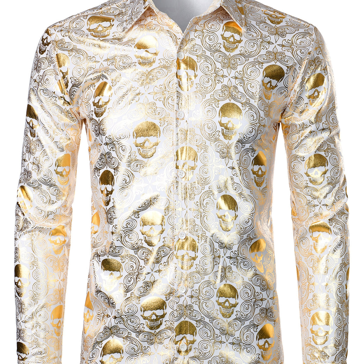 Men's Luxury Skull Design Paisley Shirt