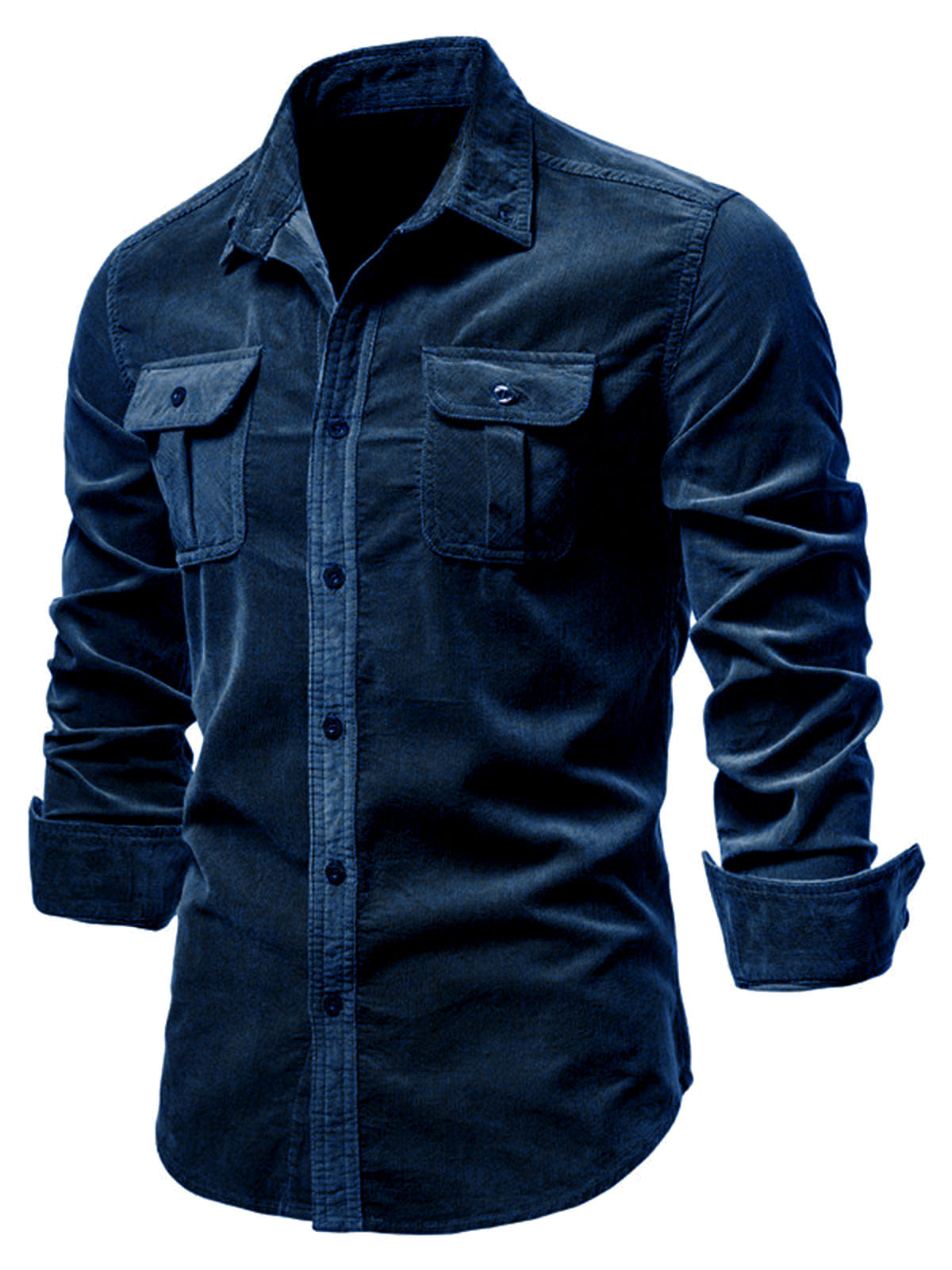 Men's Breathable Cotton Solid Color Classic Long Sleeve Shirt