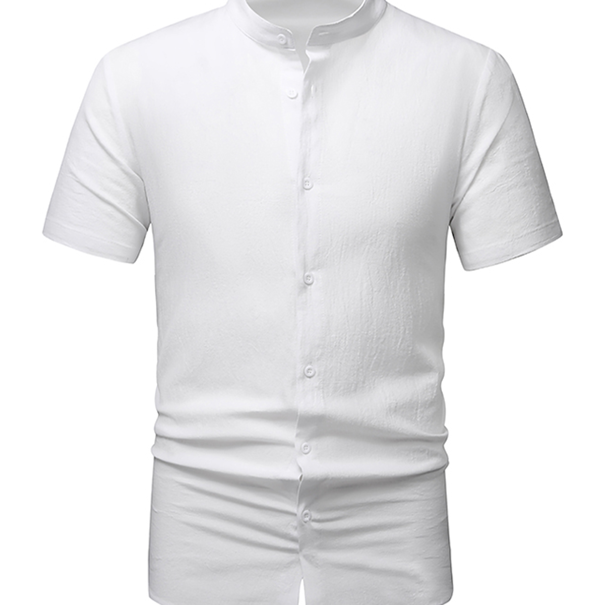 Men's Casual Summer Beach Solid Color Cotton Short Sleeve Shirt