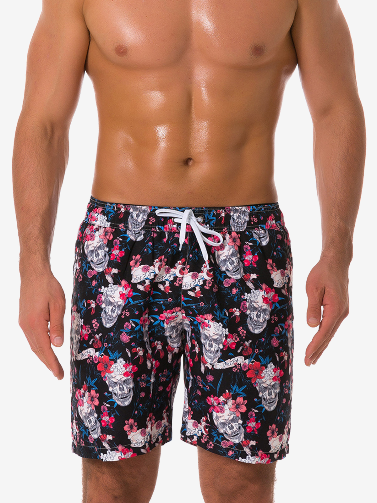 Men's Summer Skull Print Casual Beach Holiday Shorts Swimming Trunks