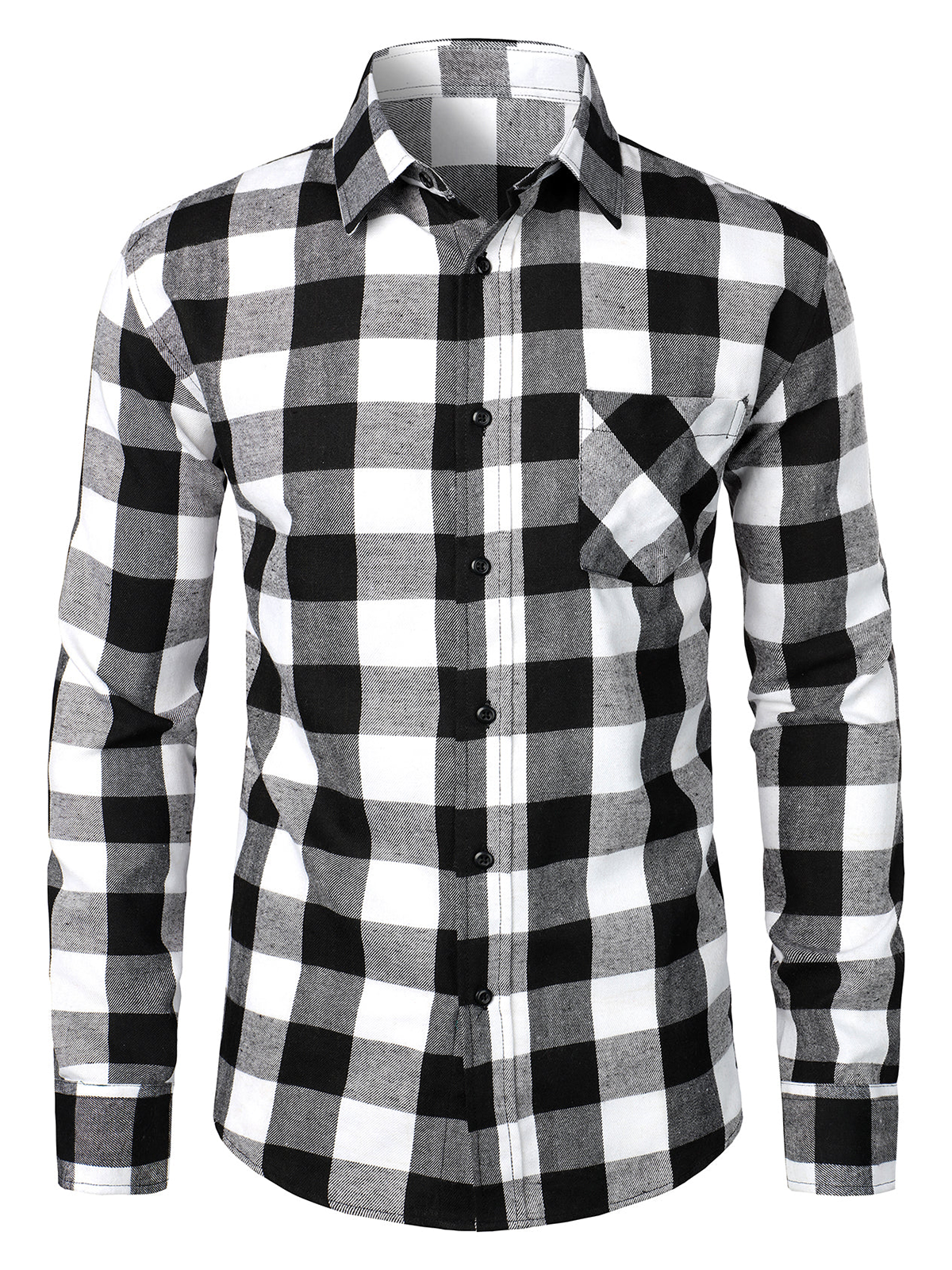 Men's Cotton Long Sleeve Plaid Shirt