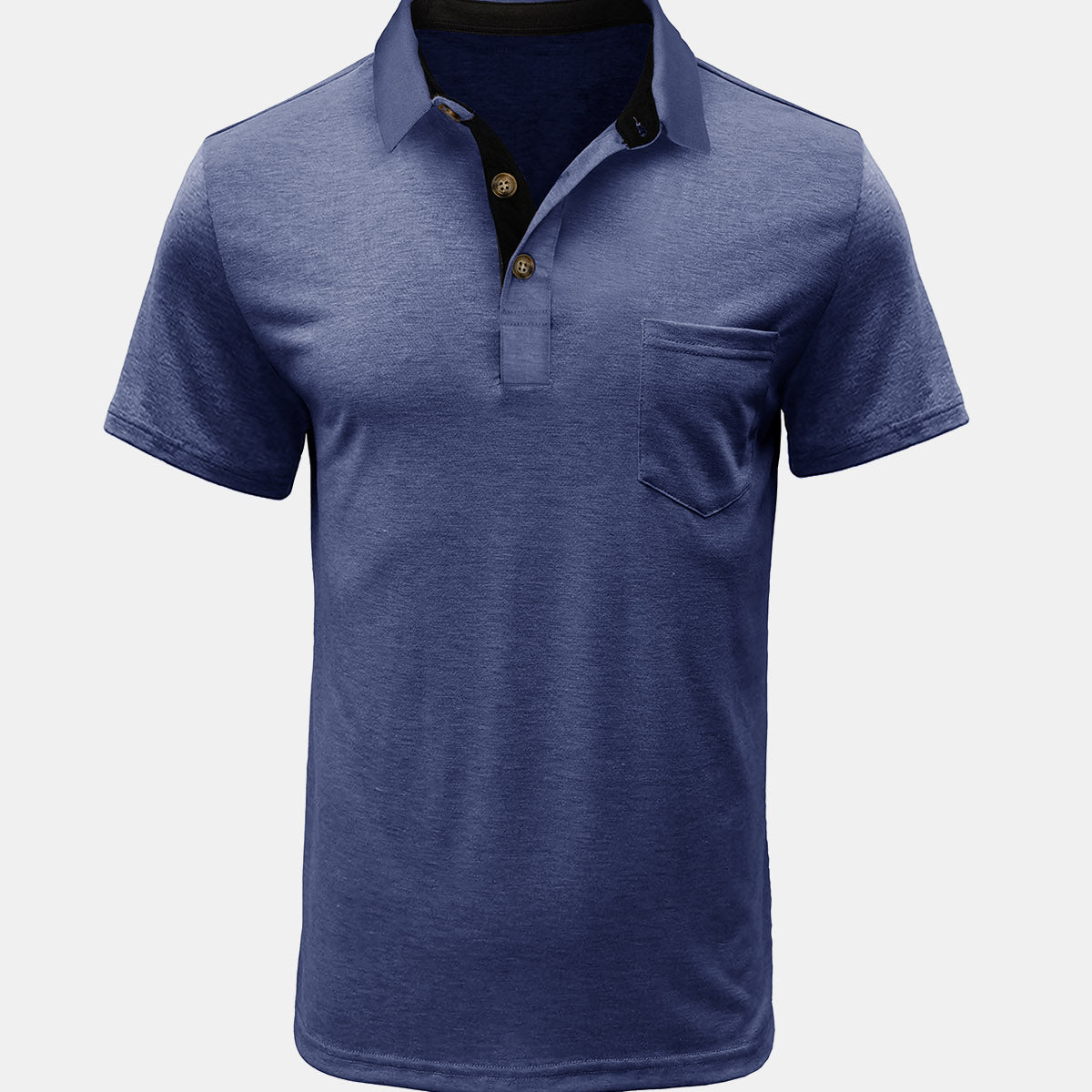 Men's Summer Casual Breathable Pocket Solid Color Short Sleeve Polo Shirt