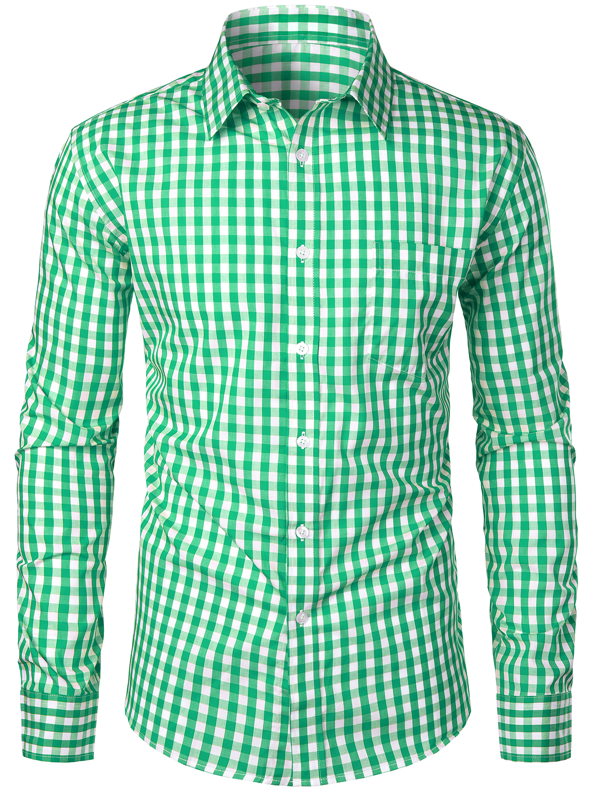 Men's Cotton Long Sleeve Plaid Casual Shirt