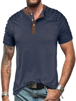 Men's Casual Color Summer Block Short Sleeve Solid Color T-shirt