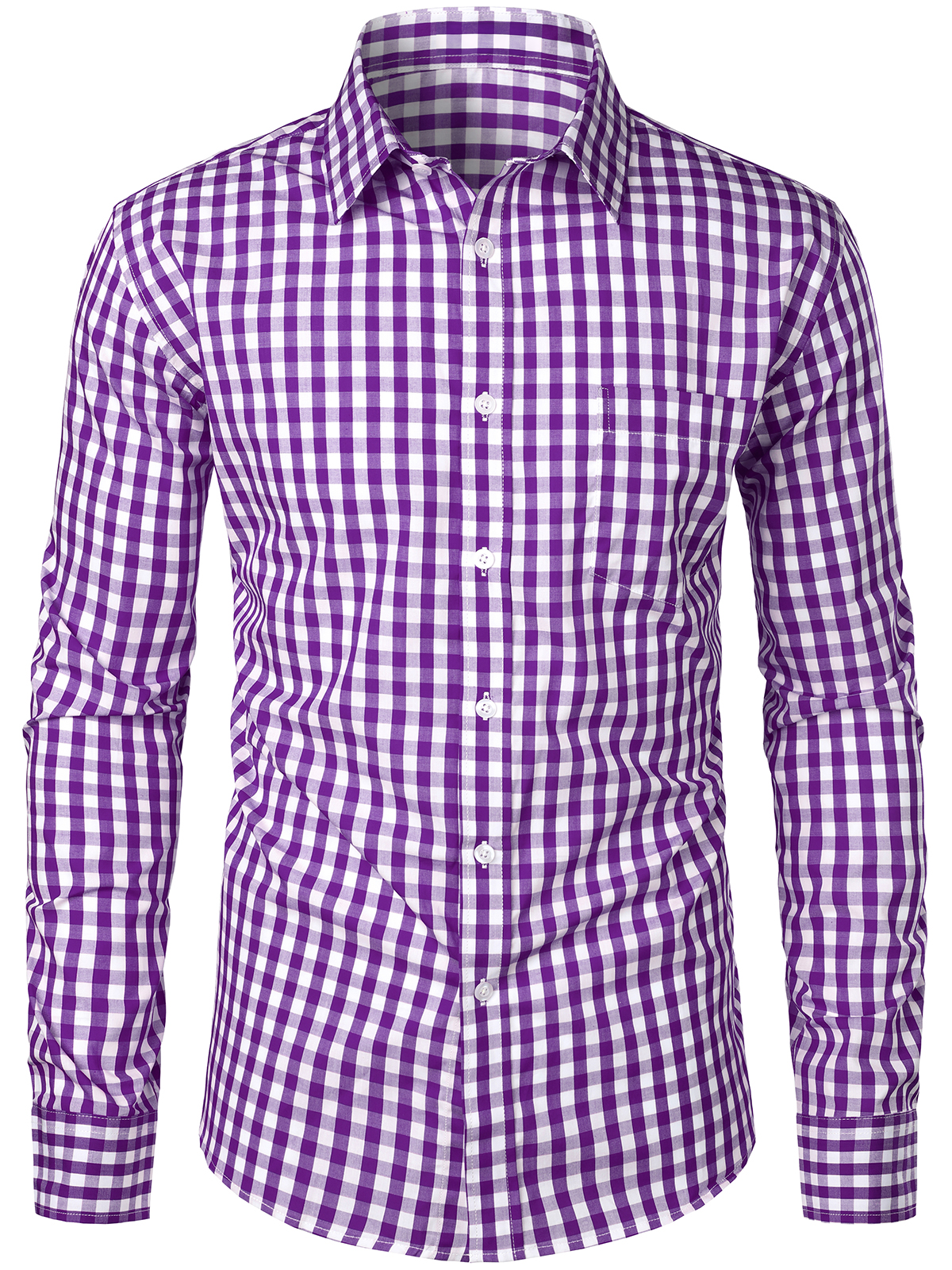Men's Cotton Long Sleeve Plaid Casual Shirt