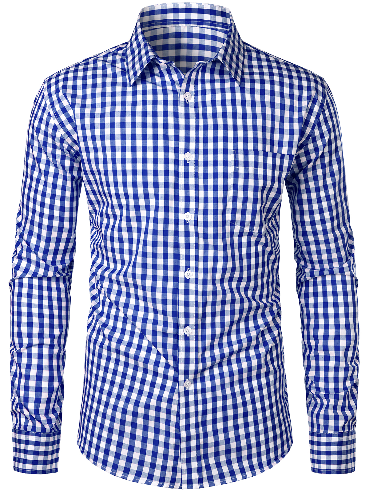 Men's Cotton Long Sleeve Plaid Casual Shirt