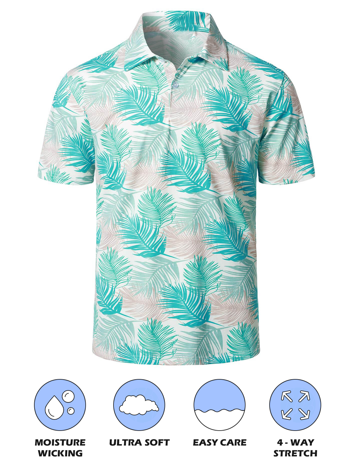 Men's Floral Tropical Print Cotton Summer Short Sleeve Sports Golf Polo Shirt