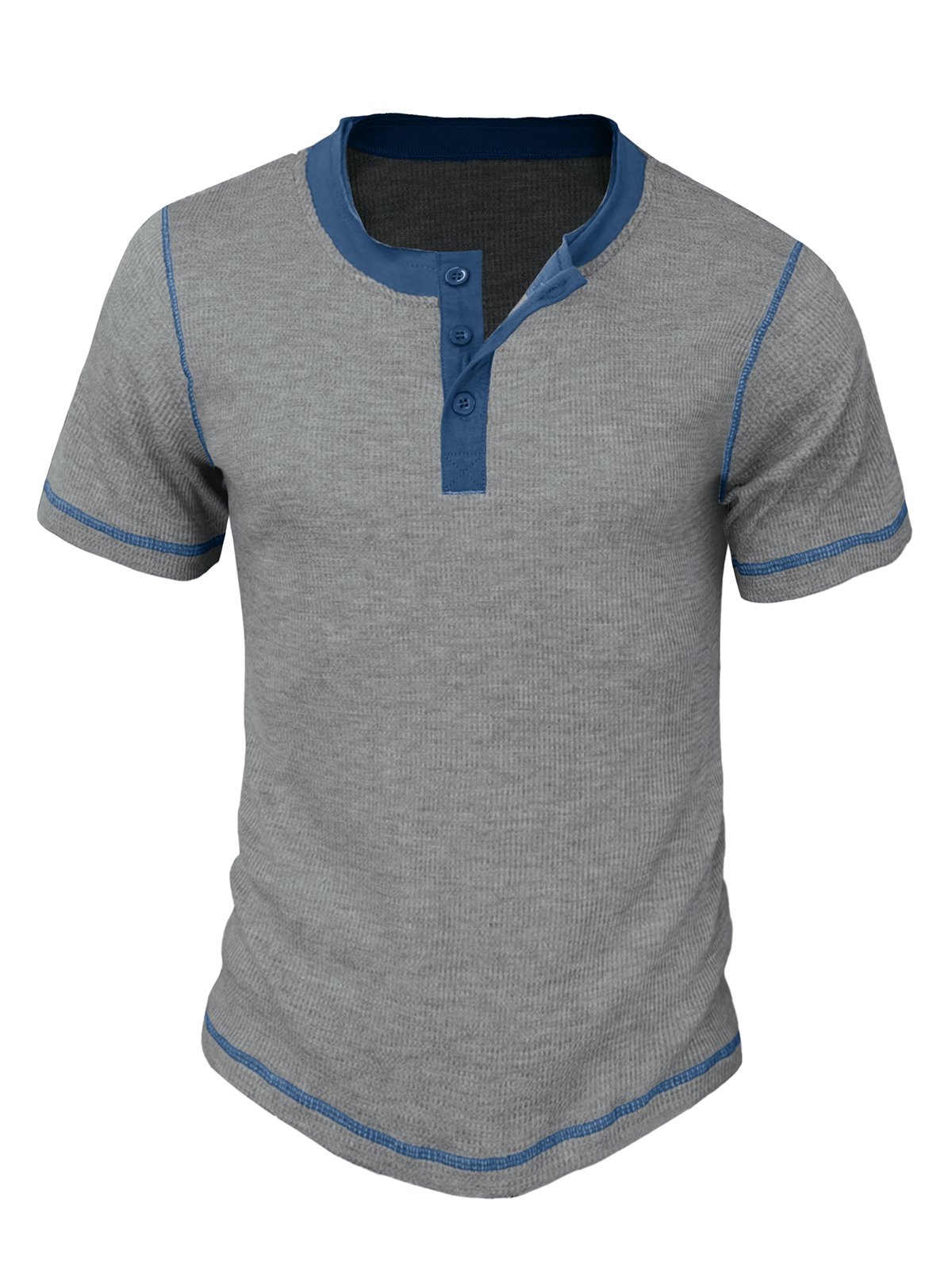 Men's Vintage Solid Color Henley Collar Casual Short Sleeve T-Shirt